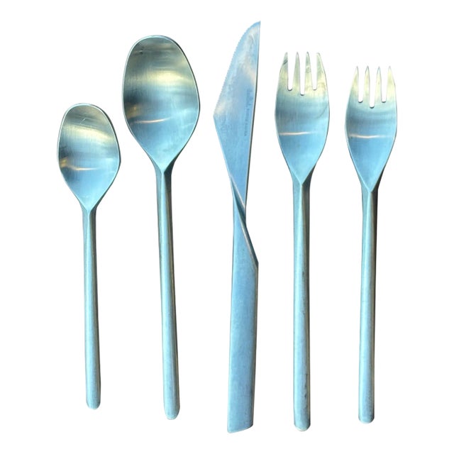 1950s Tapio Wirkkala for Rosenthal Austria "Composition S" by Rostfrei Satin- 40 Pieces For Sale