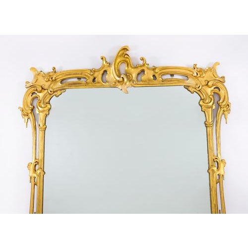 Large Antique 19th Century Rococo Revival Giltwood Wall Mirror, 1850s For Sale - Image 4 of 12