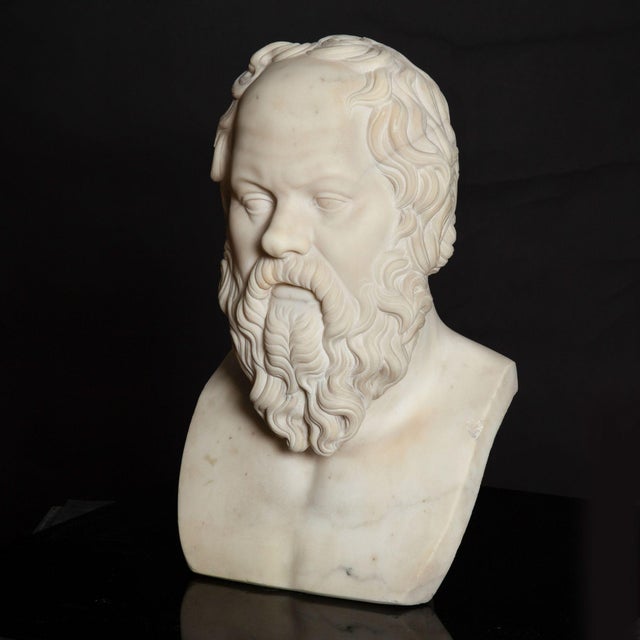 19th Century Antique Italian Grand Tour Marble Bust of Socrates Ca. 1860-80 For Sale - Image 4 of 17
