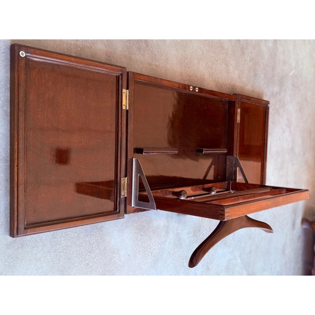 Mid Century Modern Italian Foldable Valet in Mahogany with Hanger For Sale - Image 16 of 18