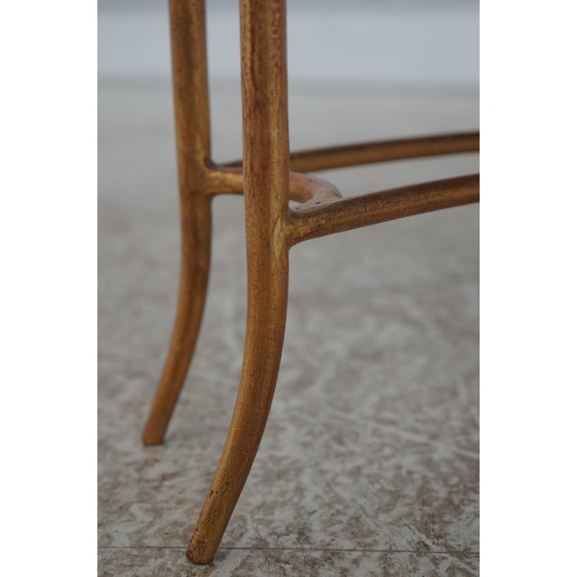 Metal Regency Style Black & Gold Painted Iron Base Tray Table For Sale - Image 7 of 14