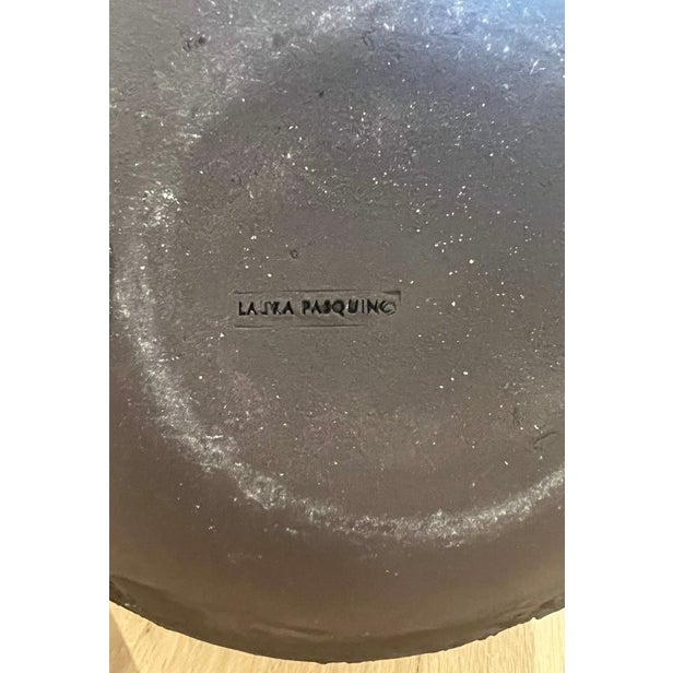 Dimensions: W 13” x D 13” x H 13” Material: stoneware Finishing: unglazed Color: black Signature: artist stamp on the base...
