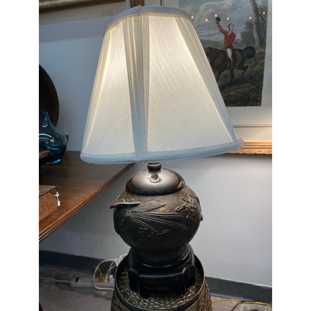 Late 19th Century Meiji Period Bronze Lamp With Phoenix Design For Sale - Image 4 of 7