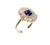 Blue Round Sapphire Baguette Diamond Halo Sun Ray 18K Rose Gold Art Deco Ring 18 Karat Rose Gold Genuine Blue Sapphire &...