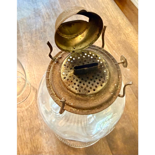 Metal Mid 20th Century Hurricane Lantern With Eagle Burner For Sale - Image 7 of 12