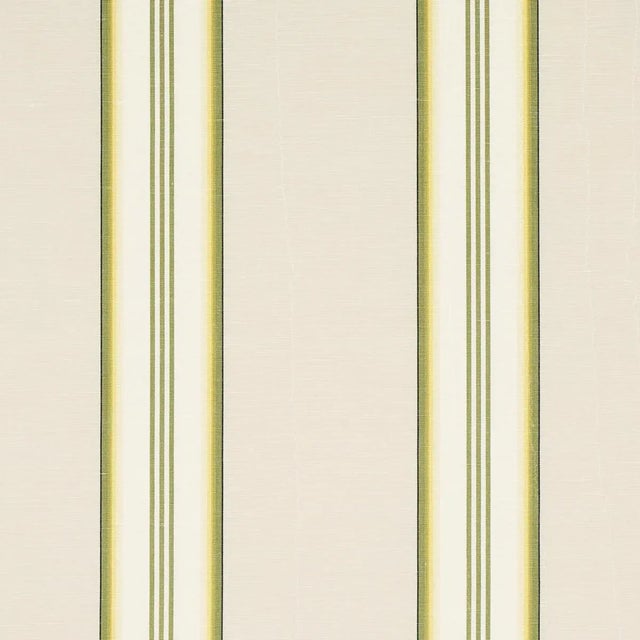 Sample - Schumacher Randolph Stripe Moire Fabric in Magnolia For Sale