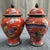 Make a vibrant and majestic statement in your home with this exceptional Pair of large Vintage Cloisonné Enamel Lidded...