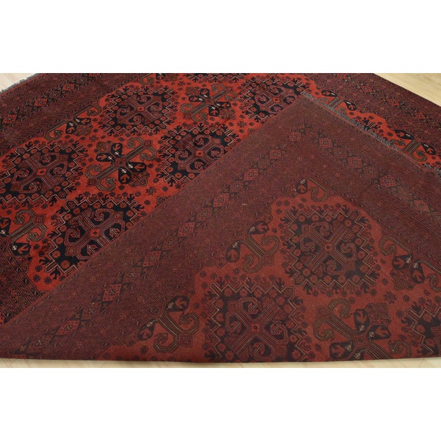 Turkmen Rug 9’11” X 12’11” Red Wool Tribal Hand-Knotted Oriental Carpet For Sale - Image 13 of 14