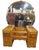 Monumental American Art Deco Waterfall Vanity With Shield Mirror, C. 1935–1945 Period / Style Circa 1935–1945 Late Art...