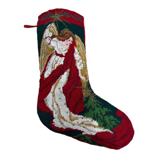 Needlepoint Vintage Stocking Ornament For Sale