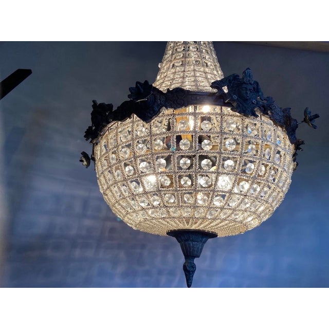 1970s French Louis XVI Rococo Charcoal Bronze Chandelier 1pc For Sale - Image 11 of 18