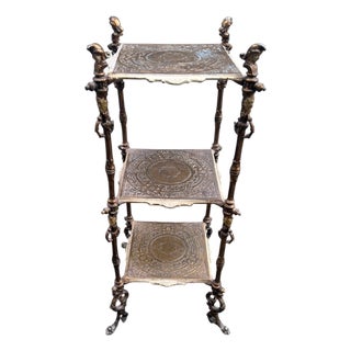 Iron Figural Brass Tone Victorian Pedestal For Sale