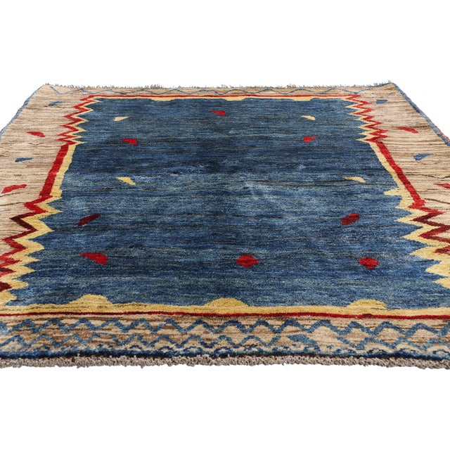 Tribal Vintage Persian Gabbeh Rug, 05'01 X 06'05 For Sale - Image 3 of 10