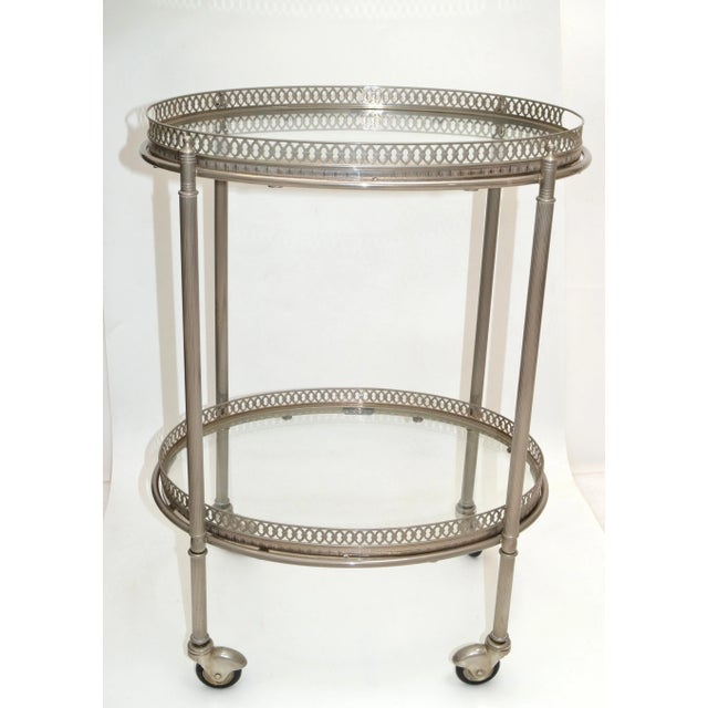 Silvered Bronze Bar Cart by Maison Lancel Pais France Mid-Century Modern 1955 For Sale - Image 12 of 13