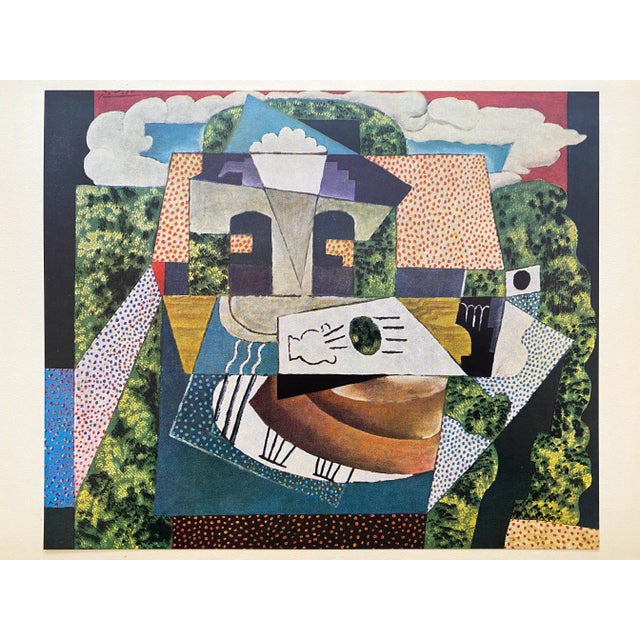 This Pablo Picasso rare vintage 1955 Modernist first edition Cubism lithograph print " Still Life in Landscape " 1915, is...