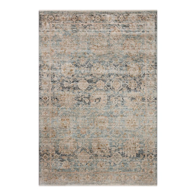 Jean Stoffer x Loloi Katherine Ocean / Coral 18" x 18" Sample Rug For Sale