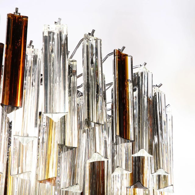 Modernist Hand-Blown Triedre Mixed Amber Murano Glass Chandelier For Sale - Image 10 of 12