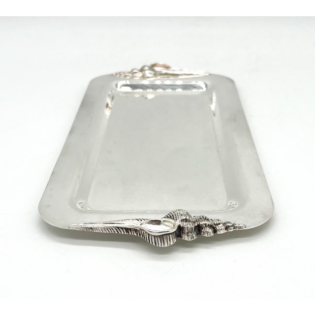 Gorham Vintage Gorham Silverplate Shell Handle Serving Tray — Coastal / Hollywood Regency For Sale - Image 4 of 10