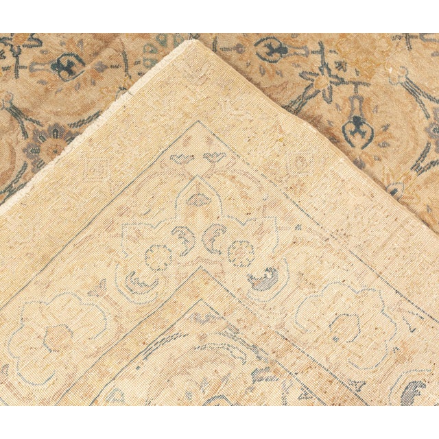 Blue 1920s Persian Tabriz Inky Blue, Soft Yellow, Beige Hand Knotted Wool Rug For Sale - Image 8 of 9