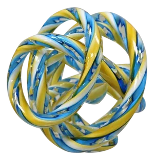 Late 20th Century Murano Art Glass Swirl 8" Infinity Knot of Love Blue & Yellow Decorative Object