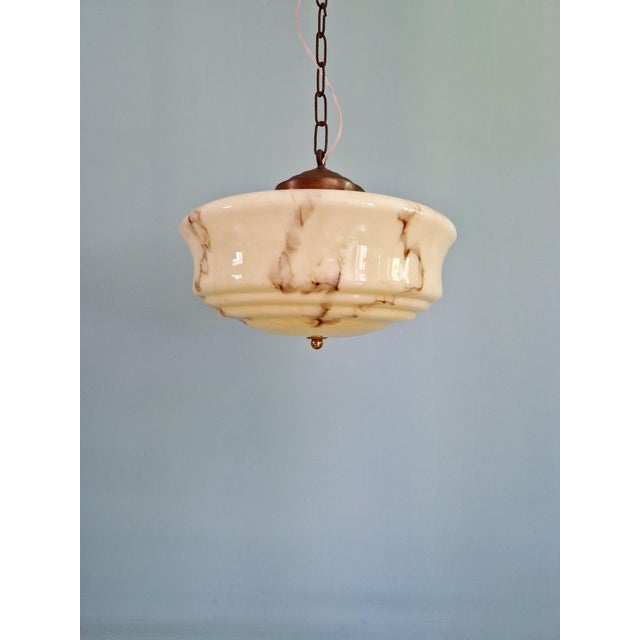Art Deco Pendant Light in Marbled Opaline Glass, 1920s For Sale - Image 11 of 16