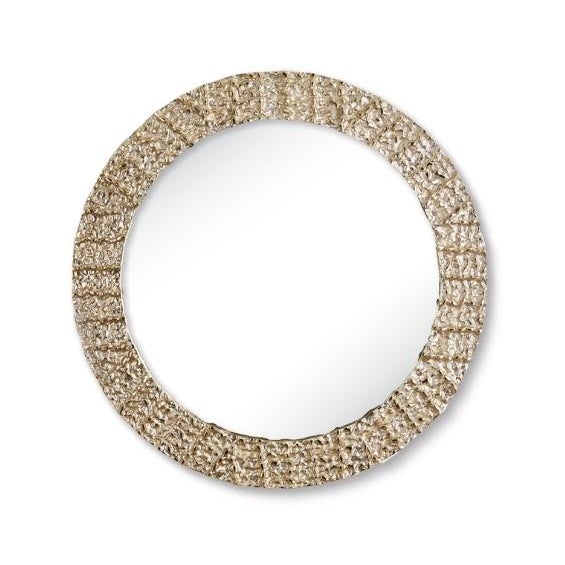 Vivian Champagne Round Mirror | Chairish