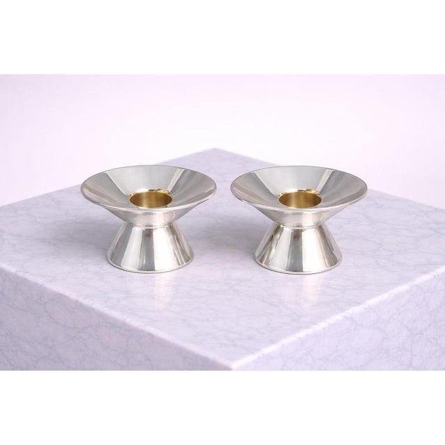 1960s Mid-Century Modern Swedish Sterling Silver Candleholders from GAB, 1961, Set of 2 For Sale - Image 5 of 7