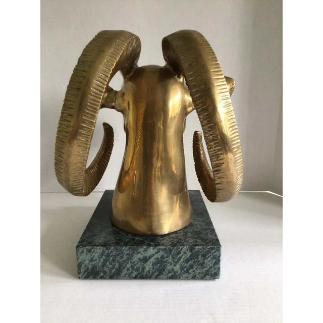 Black 1960s Bronze Ram on Marble Base For Sale - Image 8 of 12