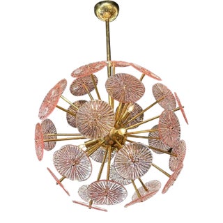 Murano Pink Glass Disc Sputnik Chandelier For Sale