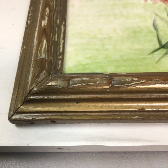 1940s Porcelain Tile Hand Painted Carnations For Sale - Image 11 of 12