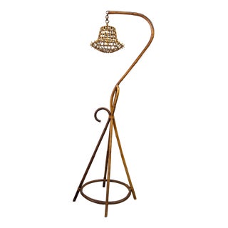 Rattan and Bamboo Floor Lamp, Italy, 1950 For Sale