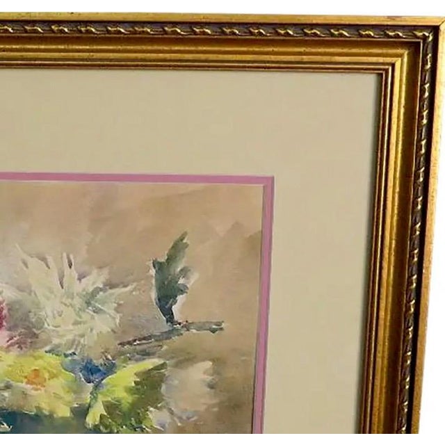 Late 19th Century Antique Emily F. Mann Floral Still-Life Watercolor Triple Matted Gilt Framed For Sale - Image 5 of 10