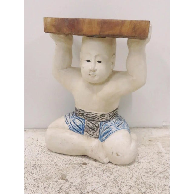 Asian Figure Wood Carved Garden Seat For Sale - Image 4 of 4