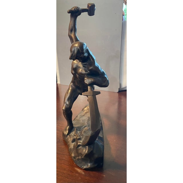 1970s "Let Us Beat Swords Into Plowshares" Russian Bronze Statue by