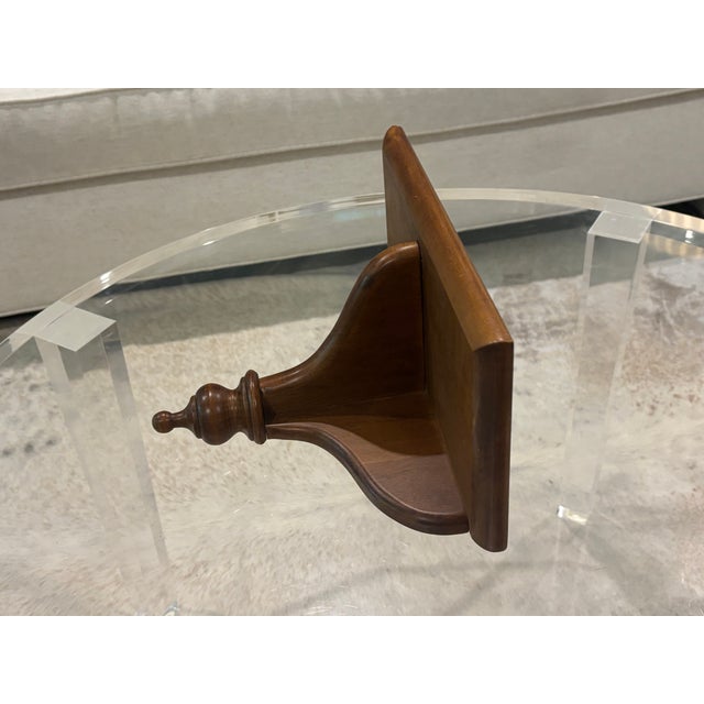 Brown Vintage Colonial Revival Solid Wood Wall Shelf With Turned Finial For Sale - Image 8 of 10