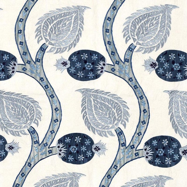 Boho Chic Sample - Schumacher Nurata Embroidery Fabric in Lapis For Sale - Image 3 of 3
