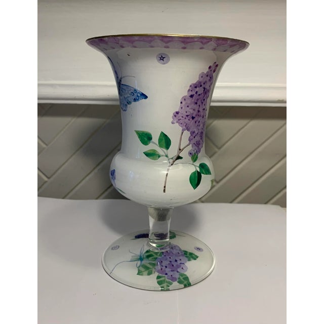 Vintage Reverse Painted Glass Vase For Sale - Image 4 of 9