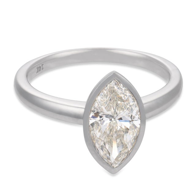 Modern Mid 20th Century Gia 1.55 Carat Marquise Cut Diamond Engagement Ring, Size 7 For Sale - Image 3 of 8