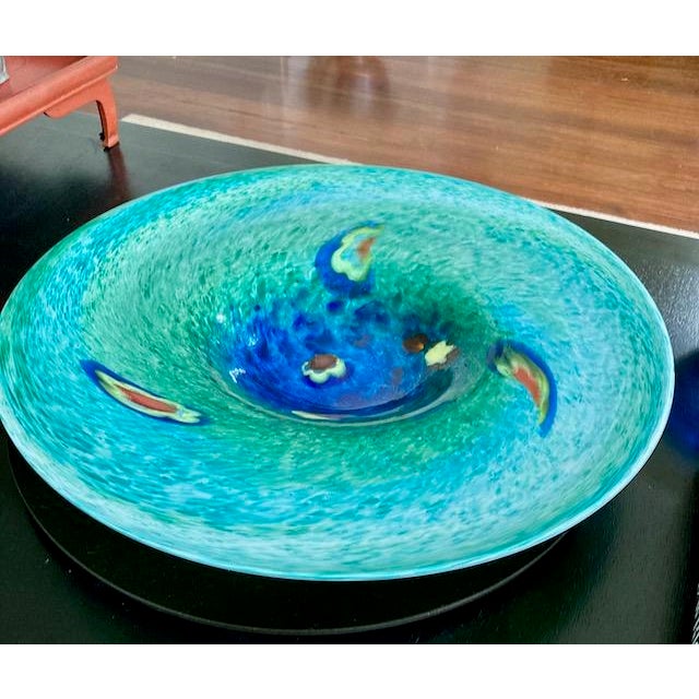 Mid-Century Modern 1970s Large Blue Murano Glass Platter For Sale - Image 3 of 7