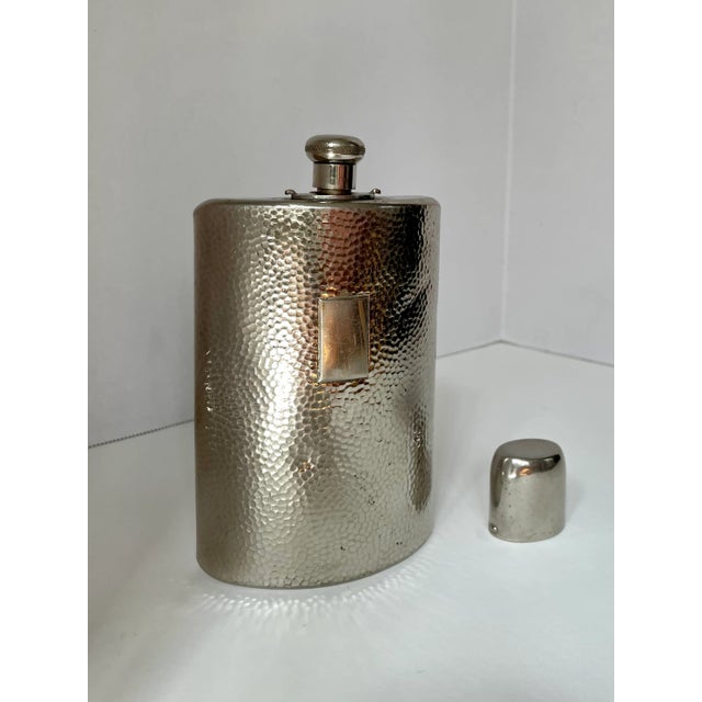 Early 20th Century Hammered Silverplate Hip Flask With Shot Cup For Sale - Image 11 of 12