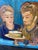 Midcentury Modern Portrait Oil on Canvas Couple With Cake For Sale - Image 4 of 5