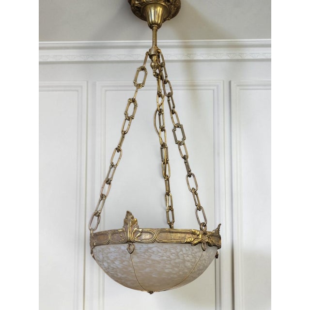 Metal Art Deco Bronze Pendant Light, 1970s For Sale - Image 7 of 7