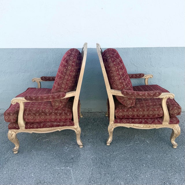 Early 21st Century Carved French Provincial Louis XV-style Fauteuil Armchairs - A Pair For Sale - Image 5 of 9