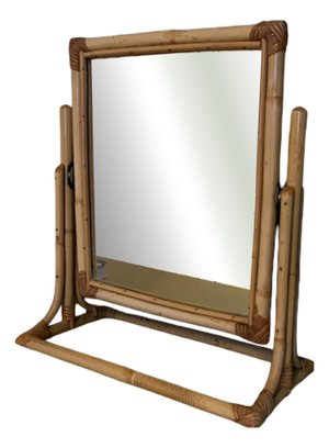 Vintage Bamboo Framed Mirror on Stand from Angraves