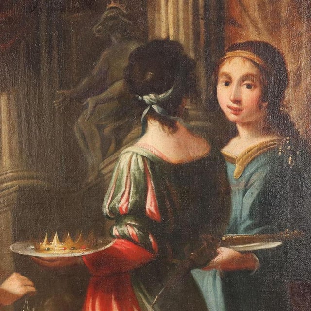 Biblical Scene of King Solomon's Idolatry, Oil on Canvas For Sale - Image 5 of 15