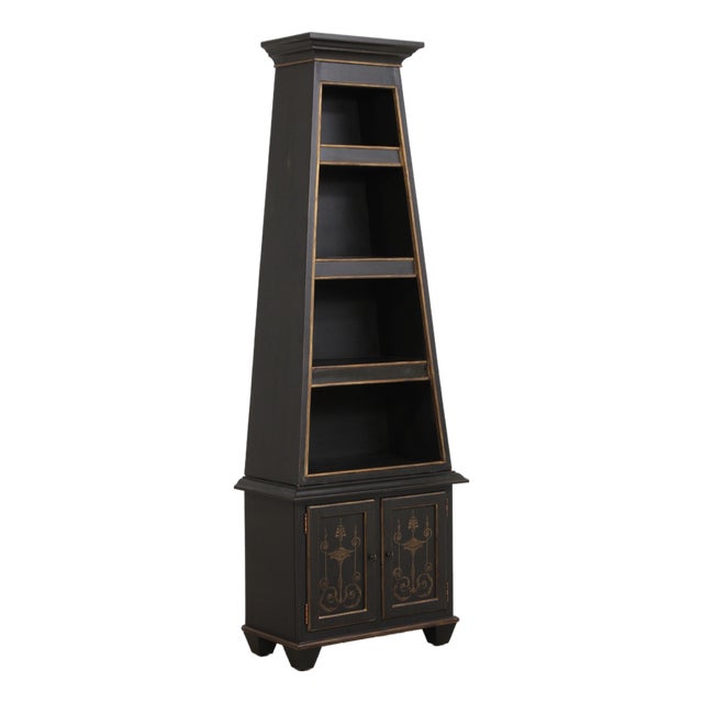 Regency Style Paint Decorated Open Bookshelf Unit For Sale