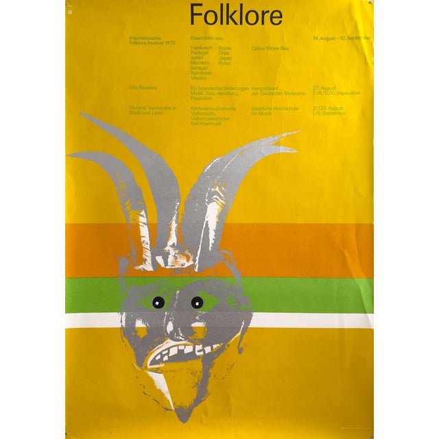 Folklore Munich Olympics Poster from Otl Aicher, 1972 For Sale