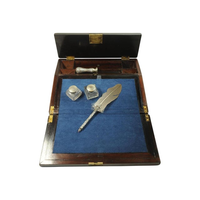 19th Century Rosewood Writing Slope with Inlay, Set of 5 For Sale - Image 12 of 13