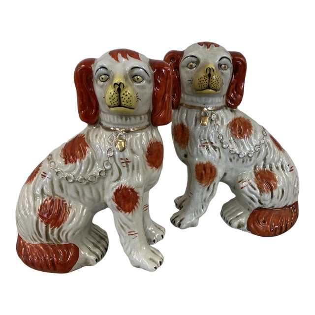 Pair of Late 19th Century Gray Staffordshire Terrier Figurines For Sale