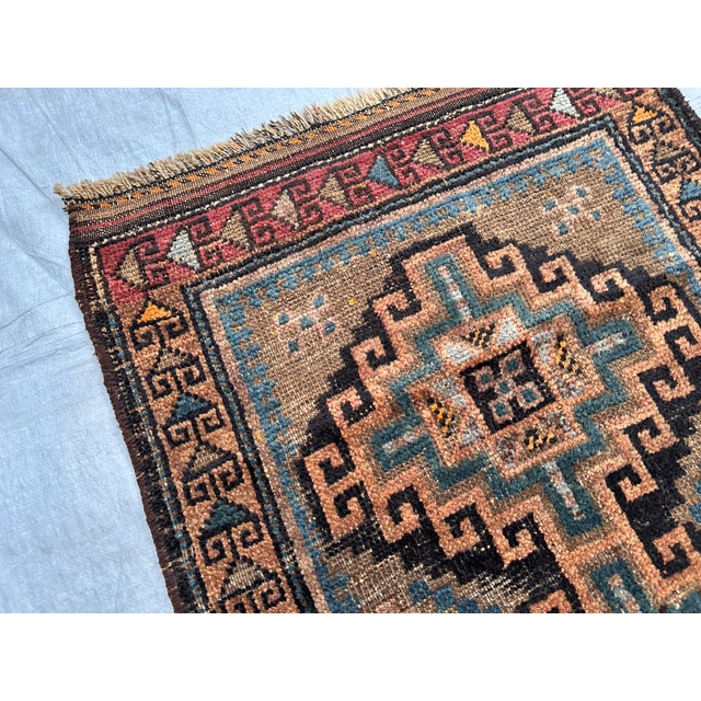 Antique Timuri Baluch Stepped Medallion Tribal Mat - 2'11" X 2'5" For Sale - Image 6 of 8